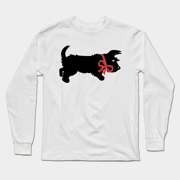 Black Scottish Terrier Dog bow Long Sleeve T-Shirt by KarwilbeDesigns